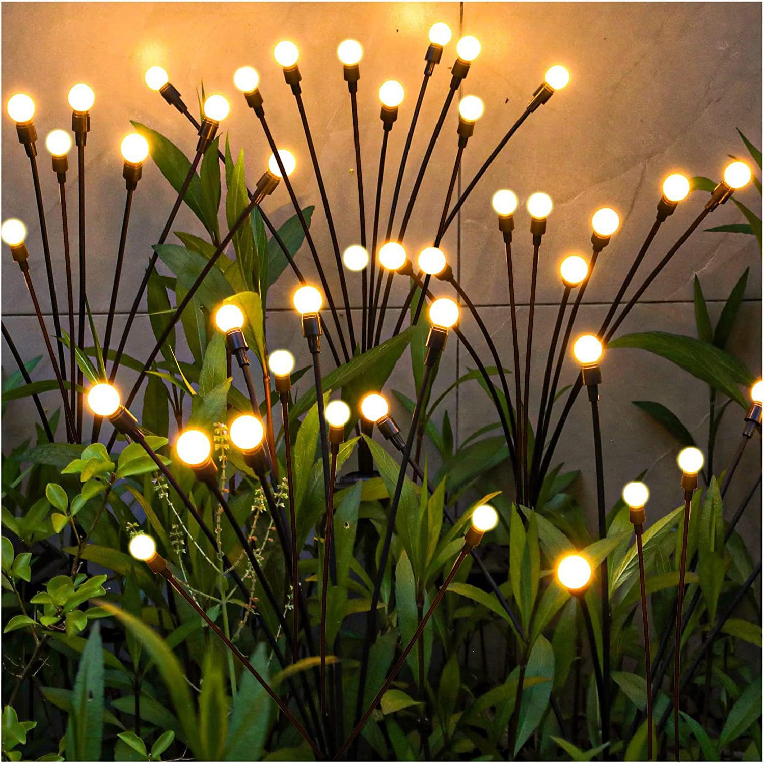 Solar Lights Outdoor Waterproof,Garden Patio Decorative Lights,Firefly Lights for Patio Lawn,Landscape Lighting Large Bulbs,Starlight Windswept Lights,Great Gift for Women for Gardening,4 Pack,40 LEDs