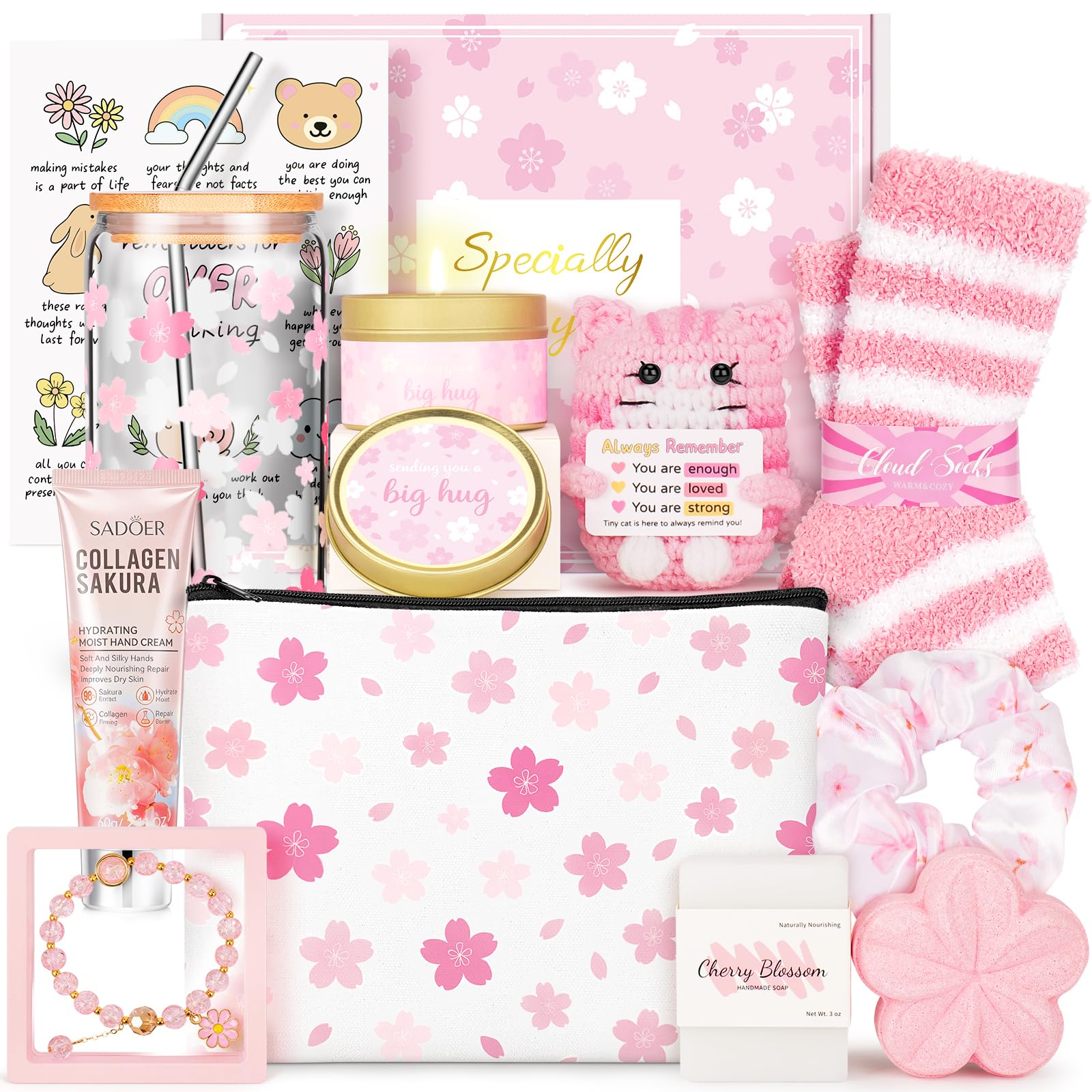 Birthday Gift for Girls Teen Girl Gifts for Teenager Birthday Gift for Her, Best Friends, Pink Gift for Girls Emotion Support Gifts Tumbler Set Spiritual Present for Her Baskets Self Care Package