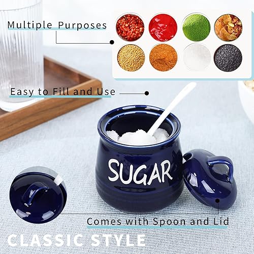 Vista 11 de HAOTOP Azucarero de porcelana con tapa y cuchara 12oz (beige)