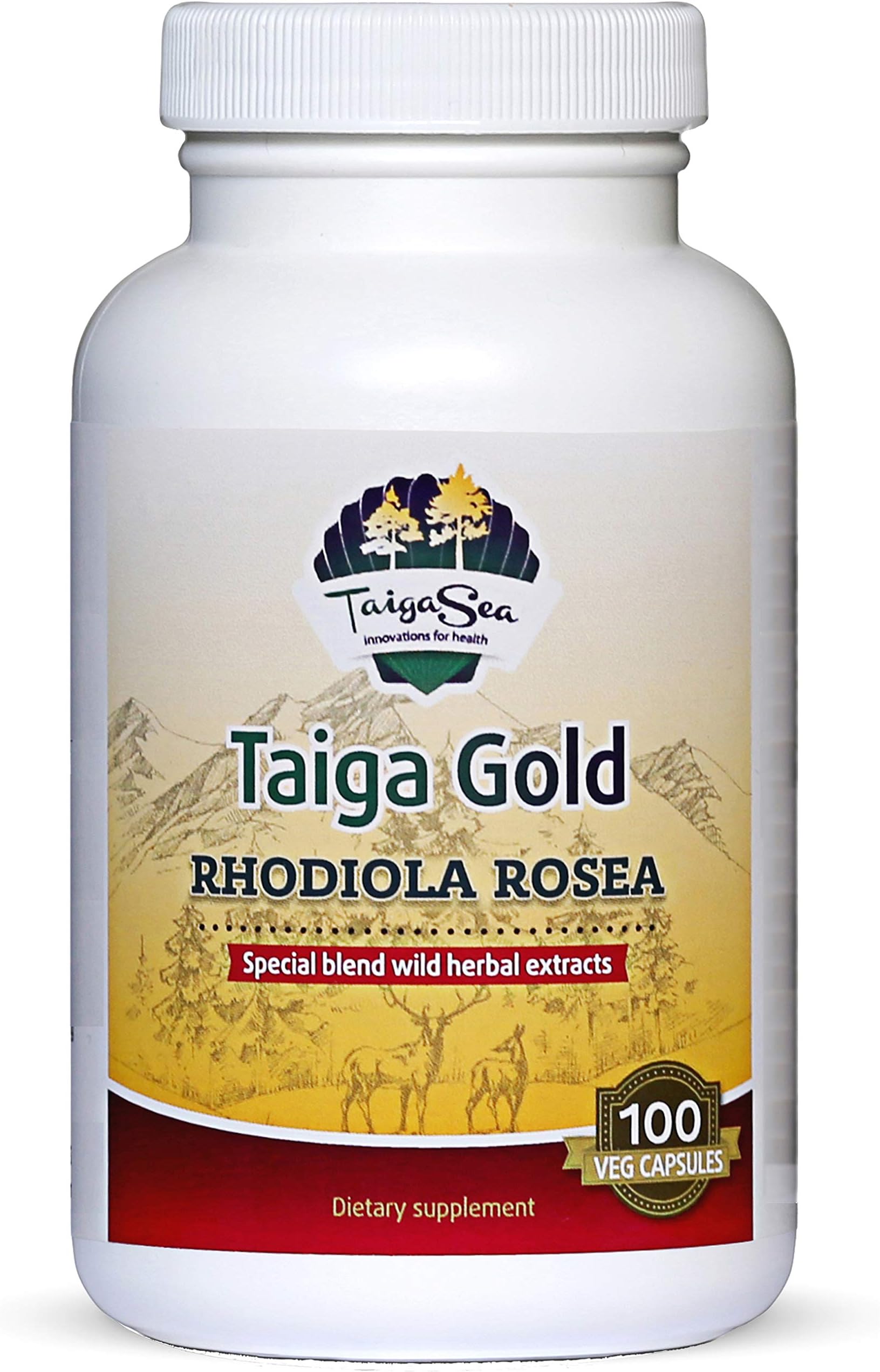 Wild Rhodiola Rosea Extract, Siberian Herbal Extract Blend for Natural Stress Relief, Focus, Mood and Mental Refreshment, Optimal Energy and Endurance, Rhodiola Root Capsules