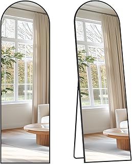 Comprar SONGMICS Espejo de Cuerpo Entero, 150 x 40 cm, Espejo Arqueado con Soporte, con Marco de Aleación de Aluminio, Cristal Templado, para Dormitorio, Salón, Vestuario, Negro Tinta LFM035B01