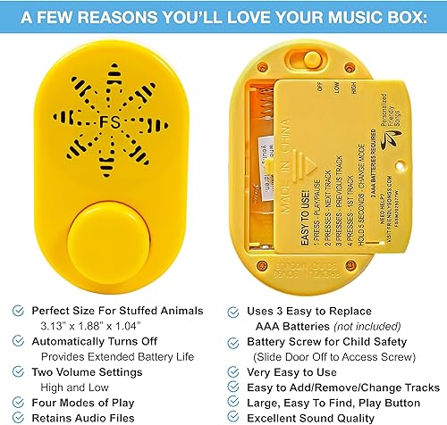 Miniatura 2 de Friendly Songs Módulo de sonido - Caja de voz de 2 horas para animales de peluche con reproducción de voz caja de voz para oso de peluche regalos de