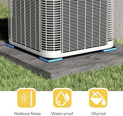 Miniatura 6 de Paquete de 4 almohadillas de goma antivibración, 3 x 3 x 78 pulgadas, alfombrillas aislantes de EVA resistentes para aire acondicionado, sistema