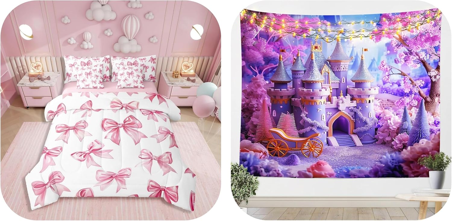 Erosebridal Kawaii Bowknot Princess Castle Girls Room Decor