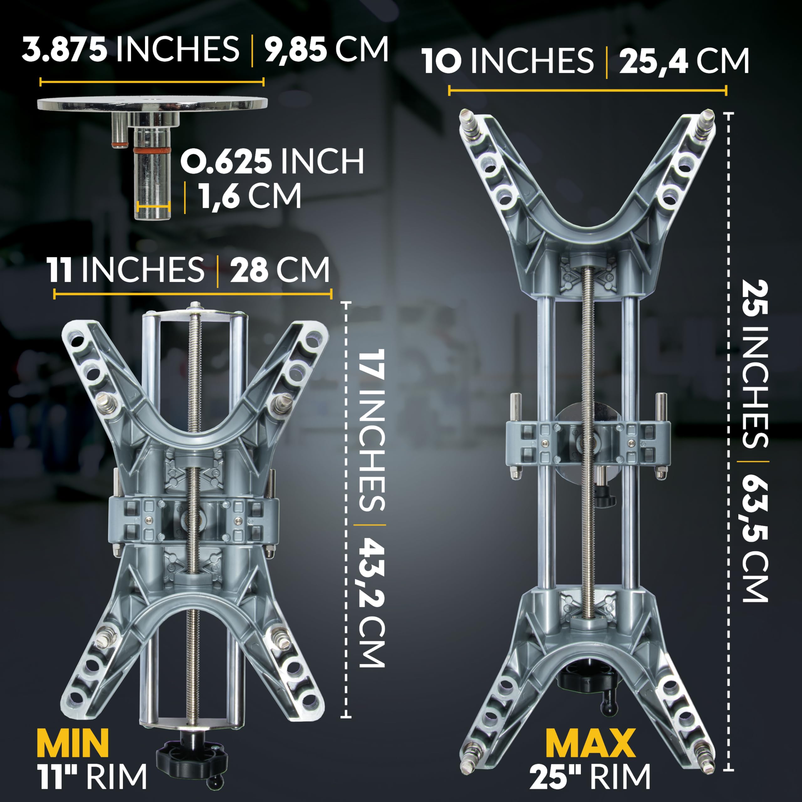 AutoSolo Abrazadera de Rueda para Alineación DIY - Adaptador Magnético Universal para Calibres de Camber - Compatible con Rines 11-25" (2 Unidades)