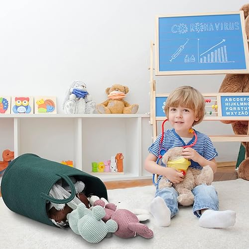 Miniatura 7 de Cesta de cuerda de algodón para ropa sucia, cesta de almacenamiento tejida para sala de estar, dormitorio, cesta de cuerda alta bohemia para manta,