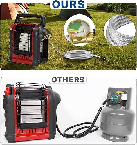 Miniatura 7 de NQN Manguera adaptador de propano trenzada de acero inoxidable de 12 pies con medidor, adaptador de manguera de tanque de propano convertidor de 1