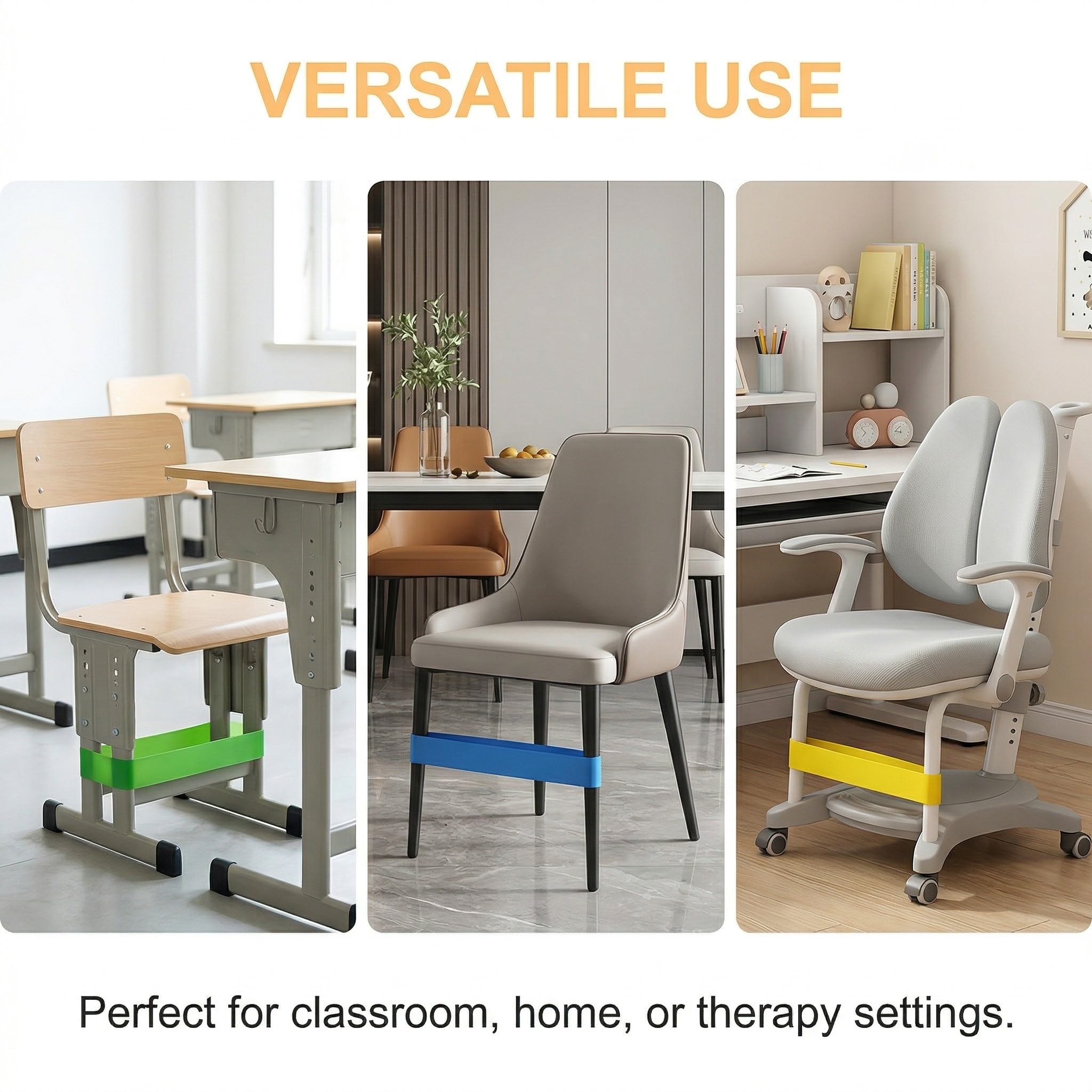 3 Pezzi Elastici per Sedia per Bambini, Cinghie Elastiche per Sedie per Bambini, Fidget Cinghie per Seduta, Fasce per Sedie Fidget, Foot Bands Chair Fidget Bands, ideali per ADHD