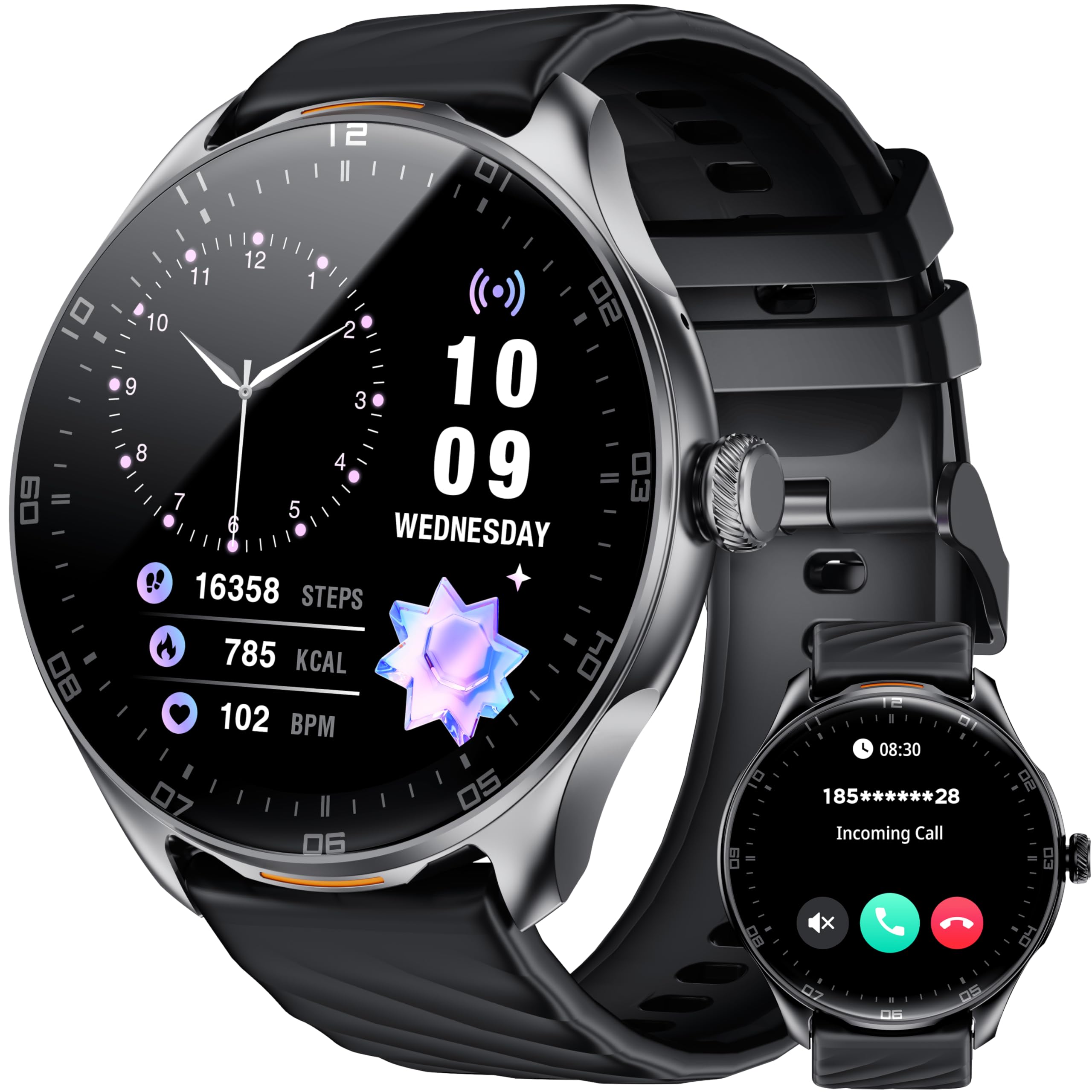 OUKITEL Smartwatch 2-in-1 Con Cuffie Bluetooth Incorporate - Display AMOLED 1.47", 100+ Sport, Impermeabile IP68, Nero