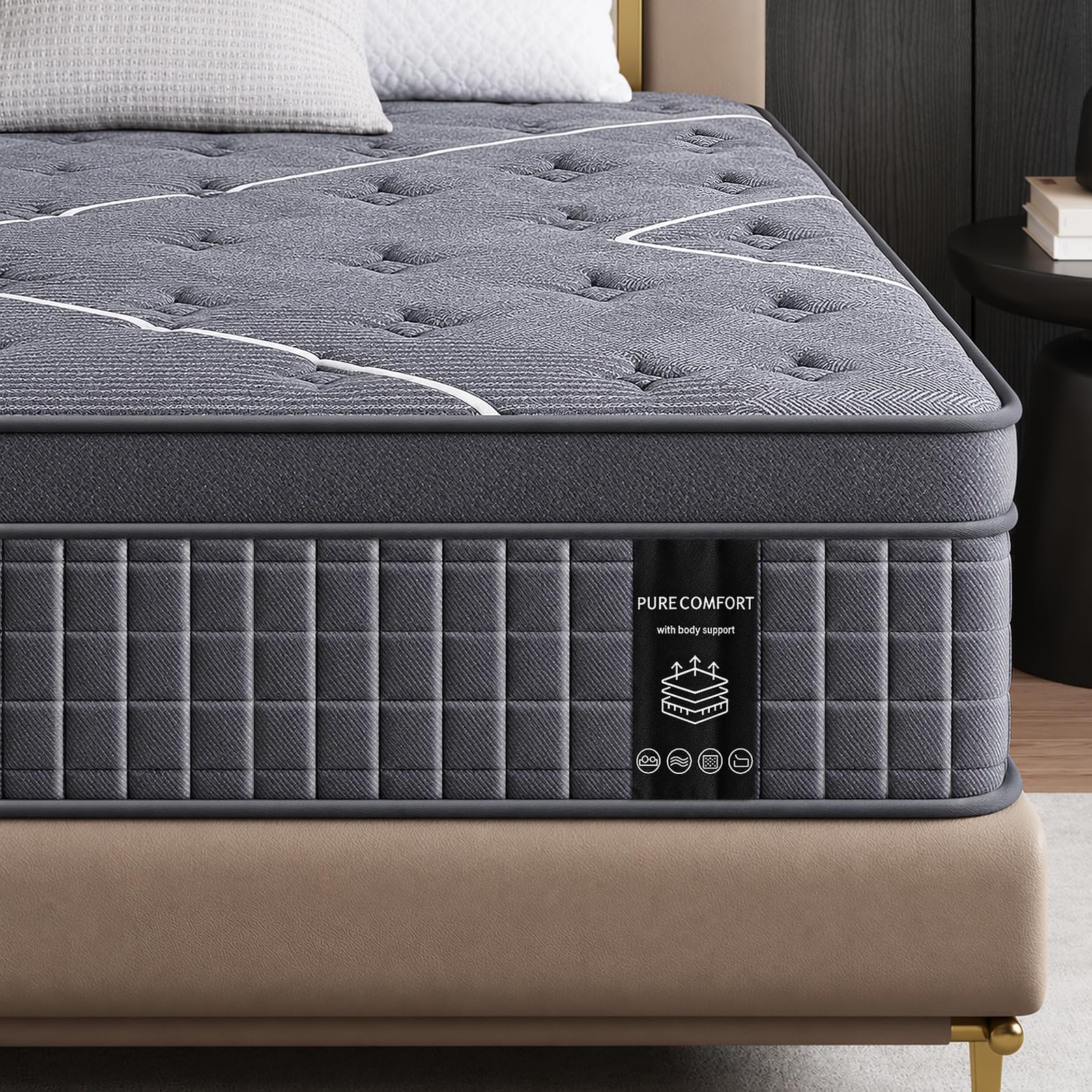 Twin Mattress, 10 Inch Gel Memory Foam Hybrid Mattress, Medium Firm