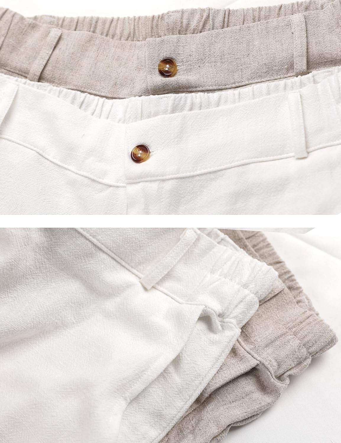 Hooever Womens Cotton Linen Pants Casual Button Up High Waisted Wide Leg Trousers - Image 7