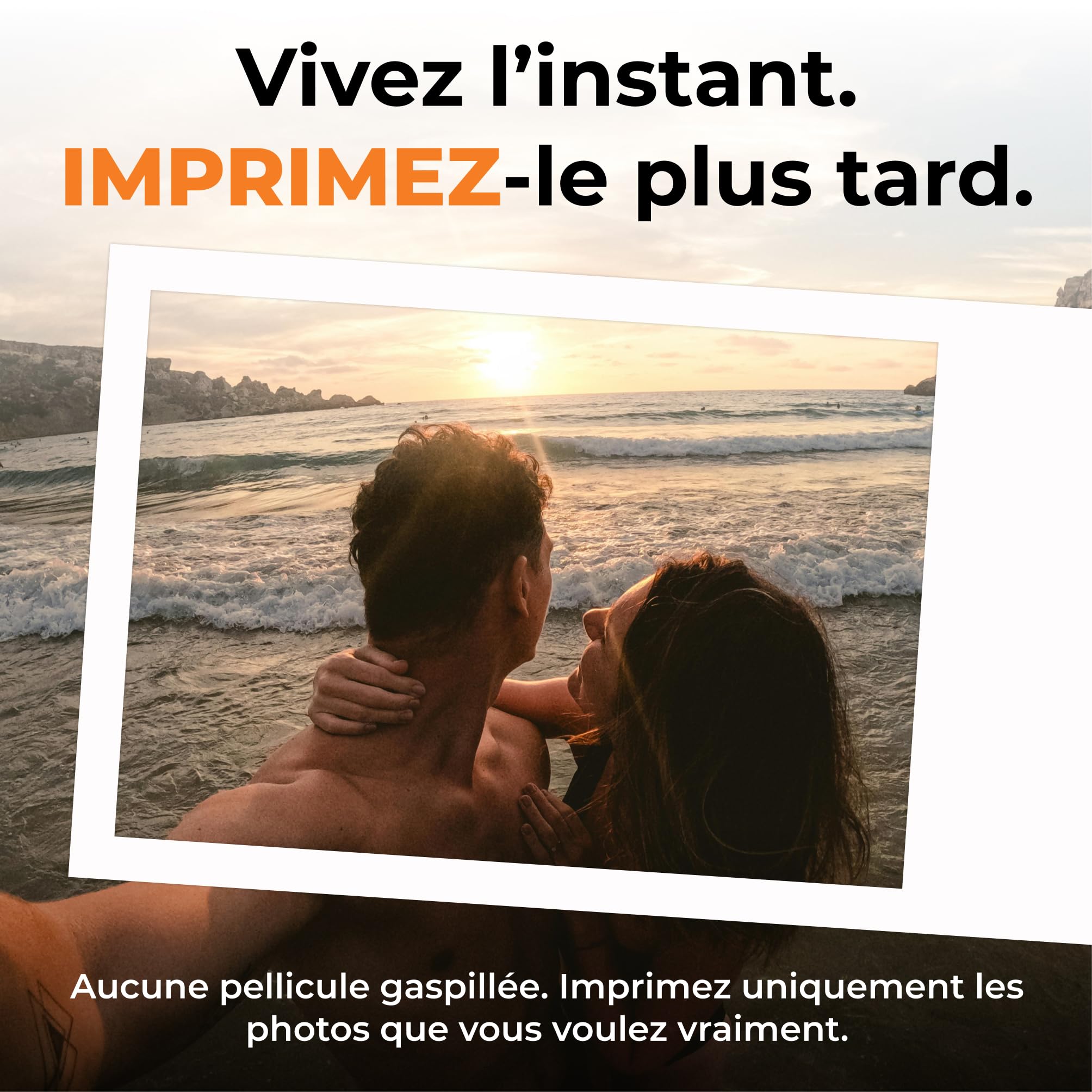 Denver MCP-6010 Mini imprimante photo pour smartphone, imprimante couleur mobile avec Bluetooth 5.2, 600 DPI, iOS et Android, imprimante photo portable avec batterie, incl. cartouche et lot de 20