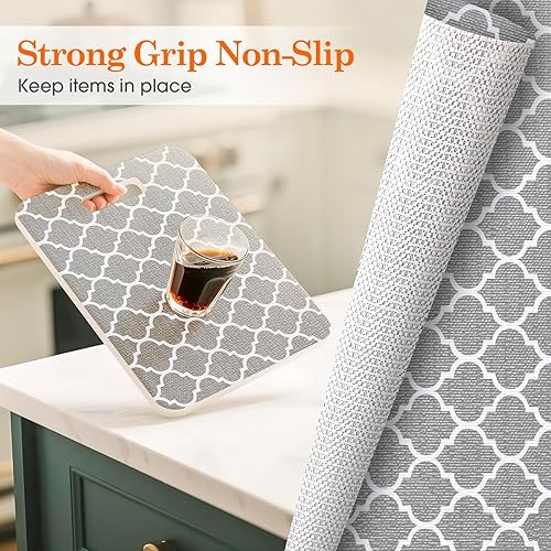 Miniatura 4 de COAVAS Revestimiento de estante para armarios y cajones antideslizante, sin adhesivo, forros de cajones para tocador, cocina, estantes, papel grueso