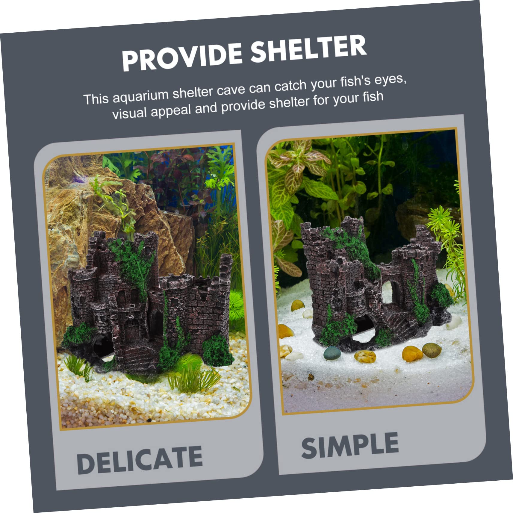 Happyyami 4piezas Adorno De Acuario Castillo Artificial para Peces y Camarones Refugio De Acuario Decoración Estilo Accesorio De Paisajismo para Peceras y Criaderos De Camarones