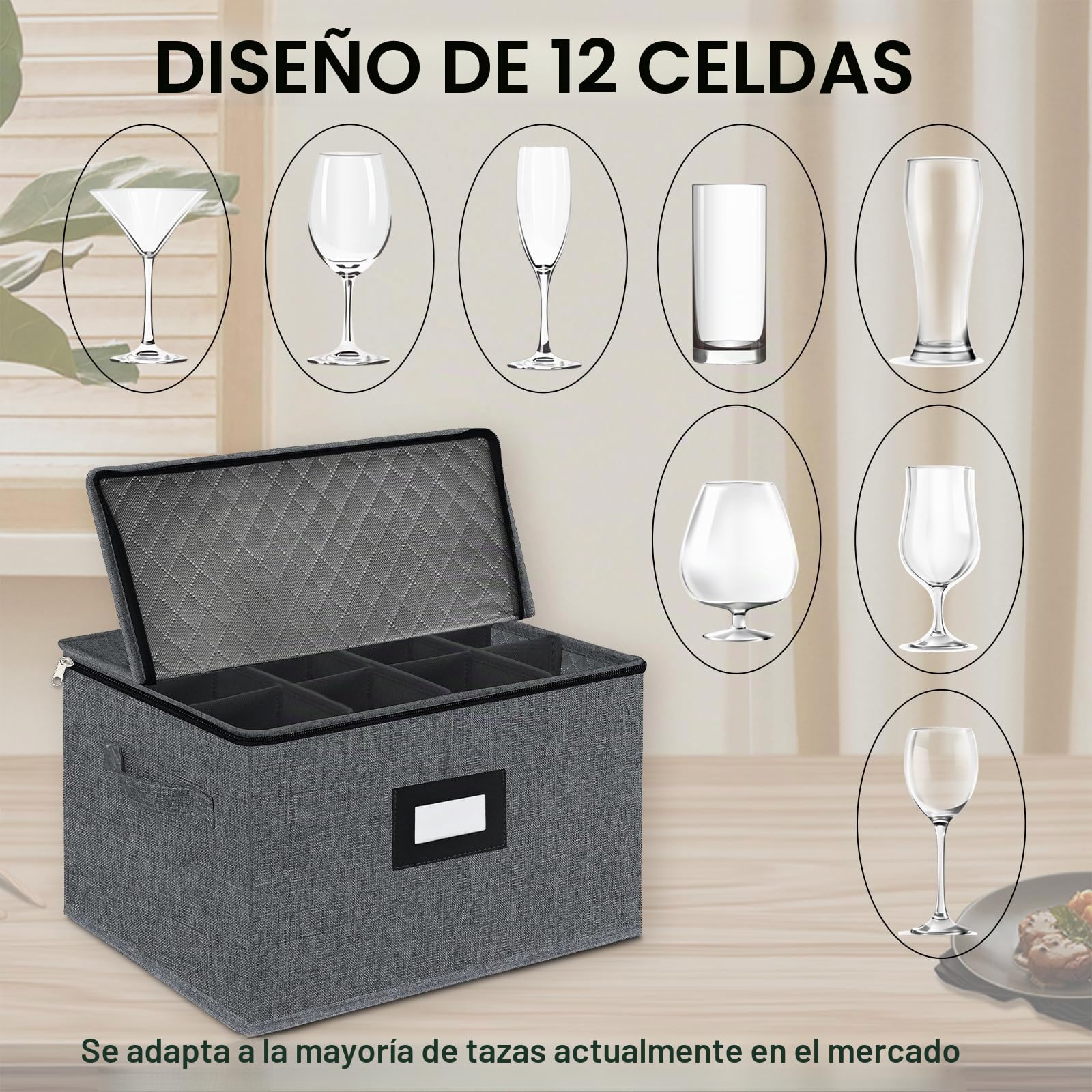 Soportes Para Copas de Vino,Caja de Almacenamiento Para Copas de Vino Recipiente de Almacenamiento Caja Plegable Para 24 Productos de Cristal Cocina,Bar,Restaurante,Gabinete,Vidrio