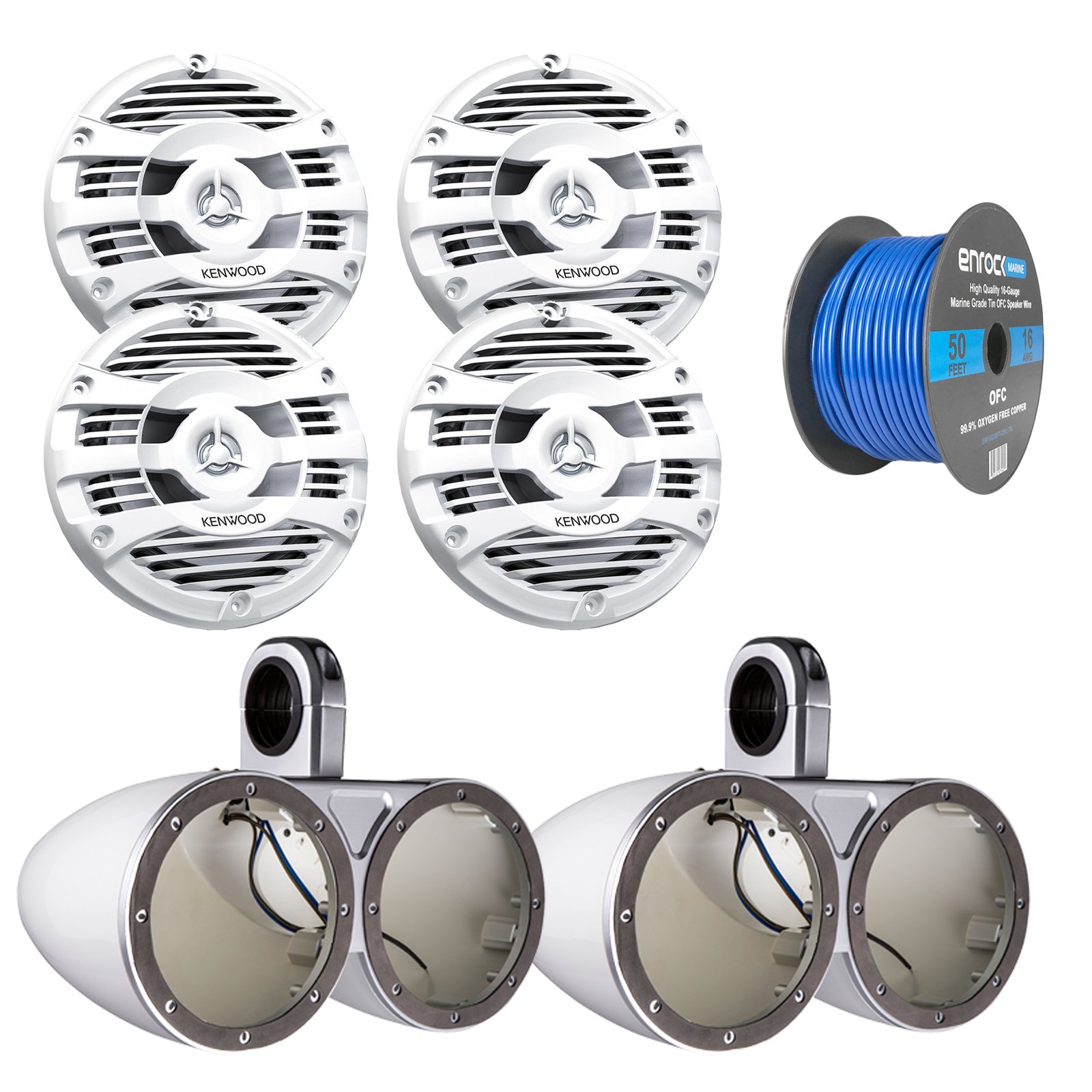 Buy 4X Kicker 6.5" Dual Marine White WeatherProof Speakers Tower