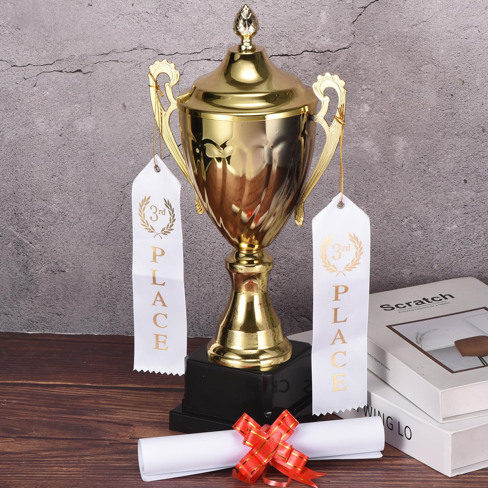 PATIKIL Cintas de Premio, 100 Unidades de Medalla de 3Rd Lugar con Tarjeta de Evento Y Cuerda para Eventos de portivos, Competencias, de safíos, Adornos de Premios, Blanco