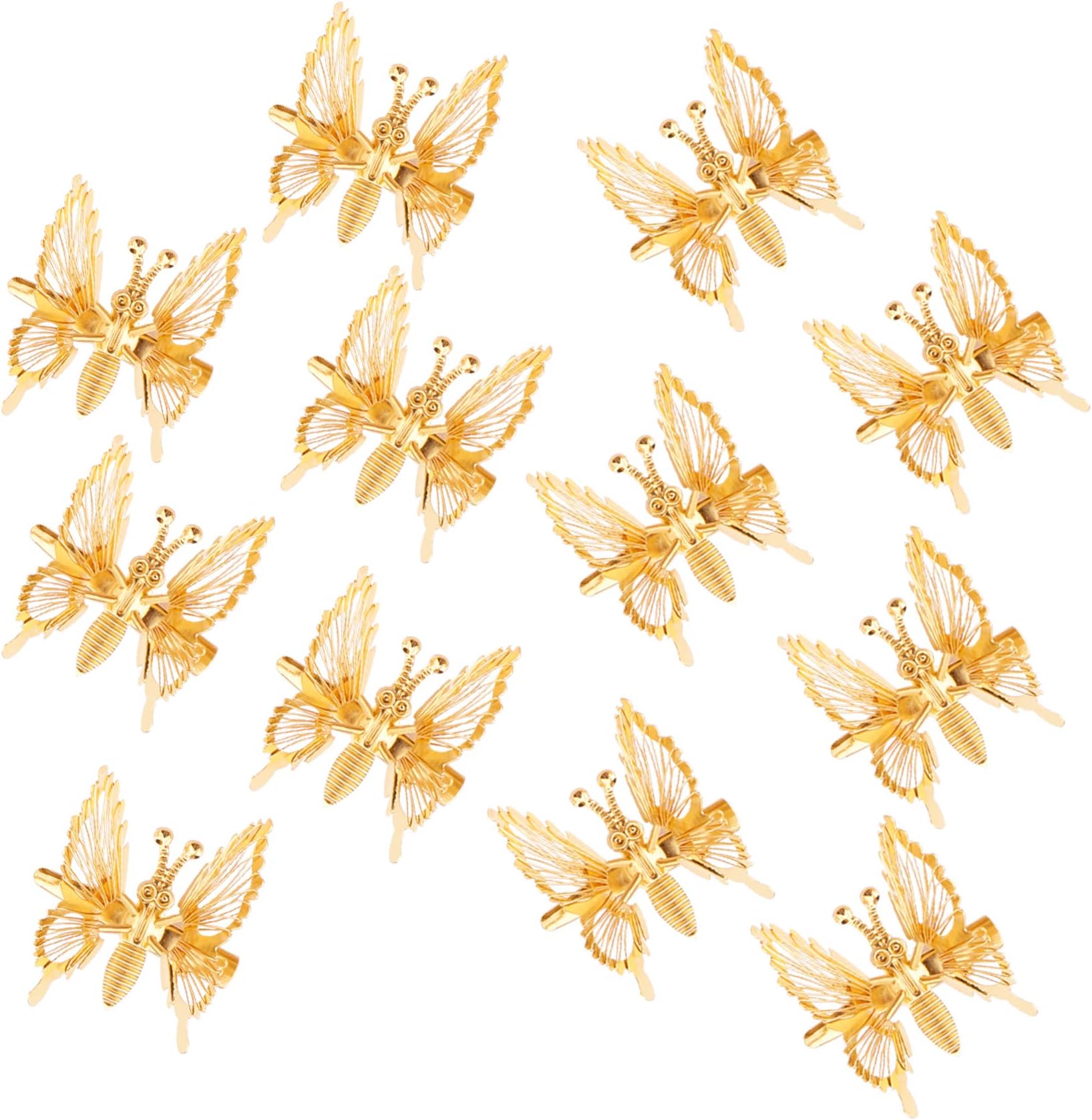 12 Pieces 3D Hair Clips Gold Metal Moving Butterfly Barrettes Clamps Pins Cute Hair Styling Accessories for Women and Girls