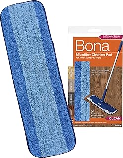 Bona Microfiber Cleaning Pad Anti-Bacterial | Reusable Mop Head for Wood, Tile, Marble, Granite, Vinyl, Laminate Floors | Washable, Wet & Dry Use | Scratch-Free, High Absorbent Replacement Pad