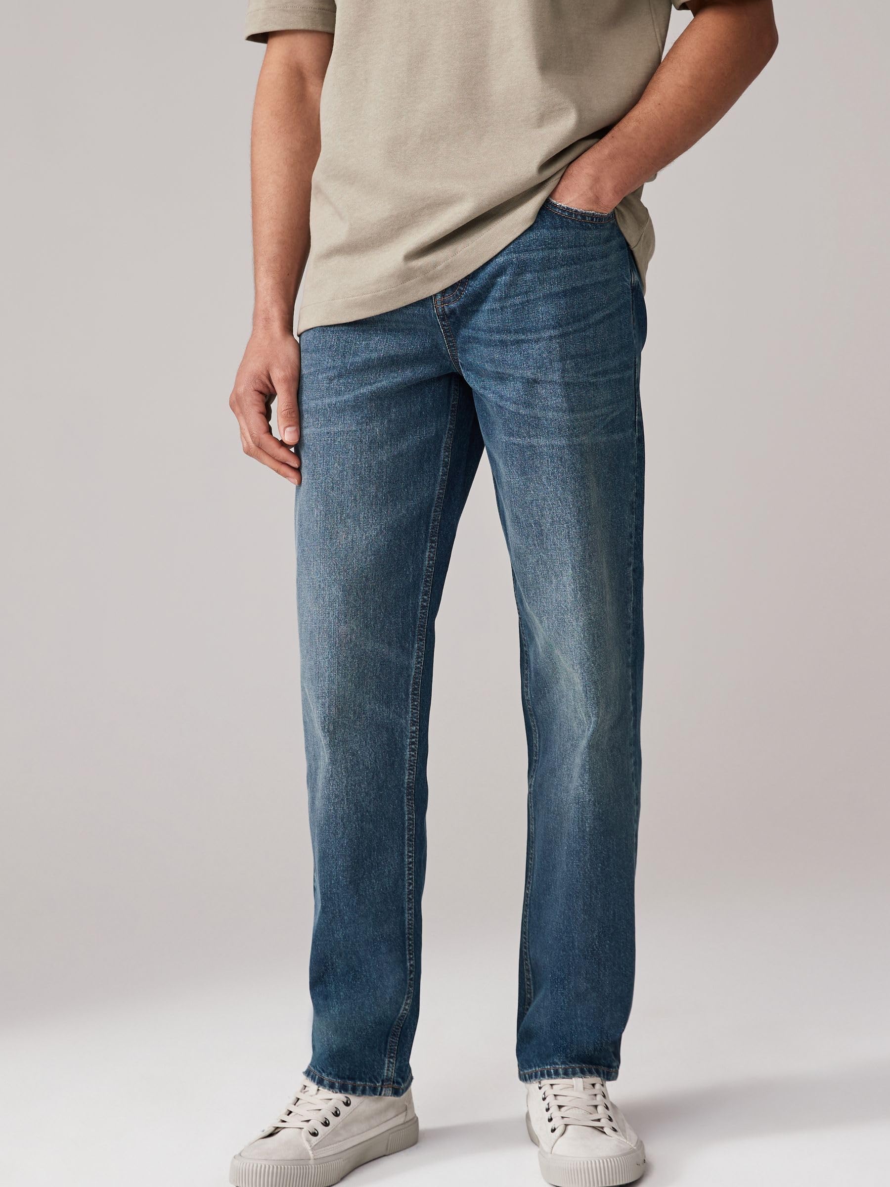 NEXT Mężczyźni Jeansy Authentic o luźnym kroju ze 100% bawełny