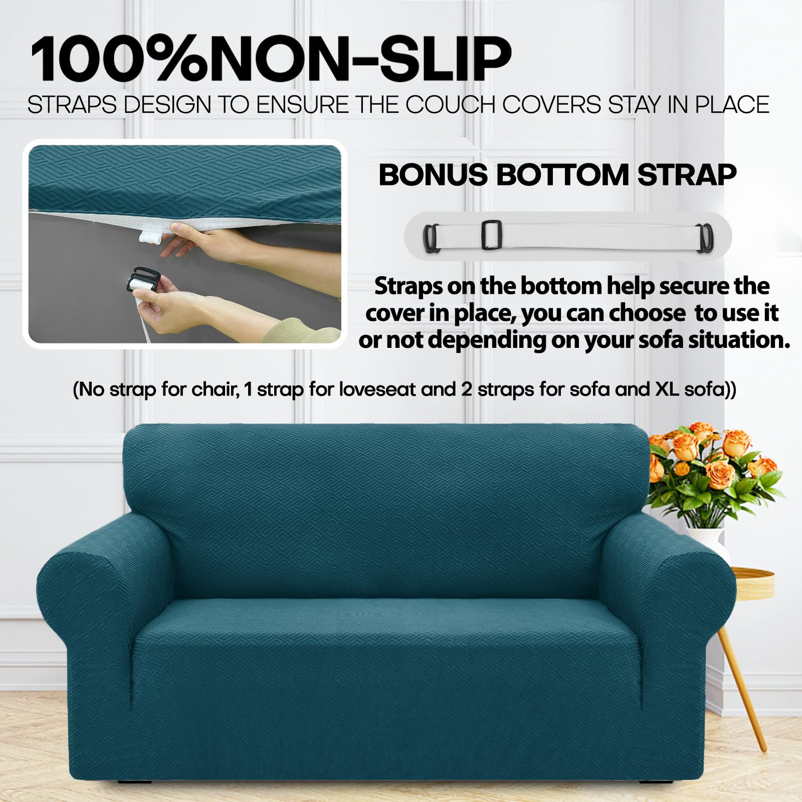 Copridivano 3 Posti YSTELLAA - Elasticizzato, Jacquard, Antiscivolo, Colore Bordeaux - Foto 11