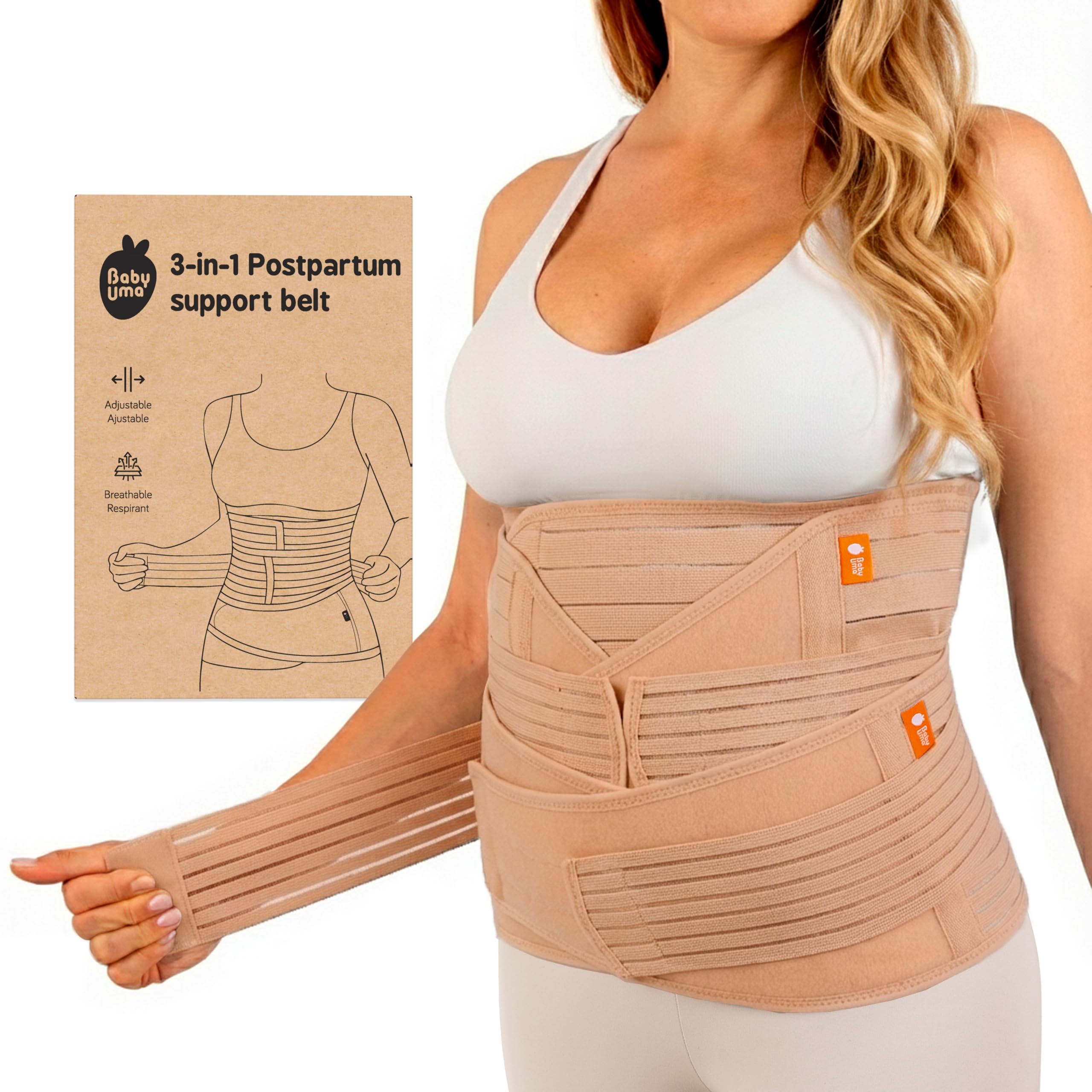 Baby Uma Faja Postparto para Recuperación Abdominal 3-en-1 - Fajas Postparto, Faja Postparto Cesárea, Ligera & Transpirable, Fácil de Poner y Quitar