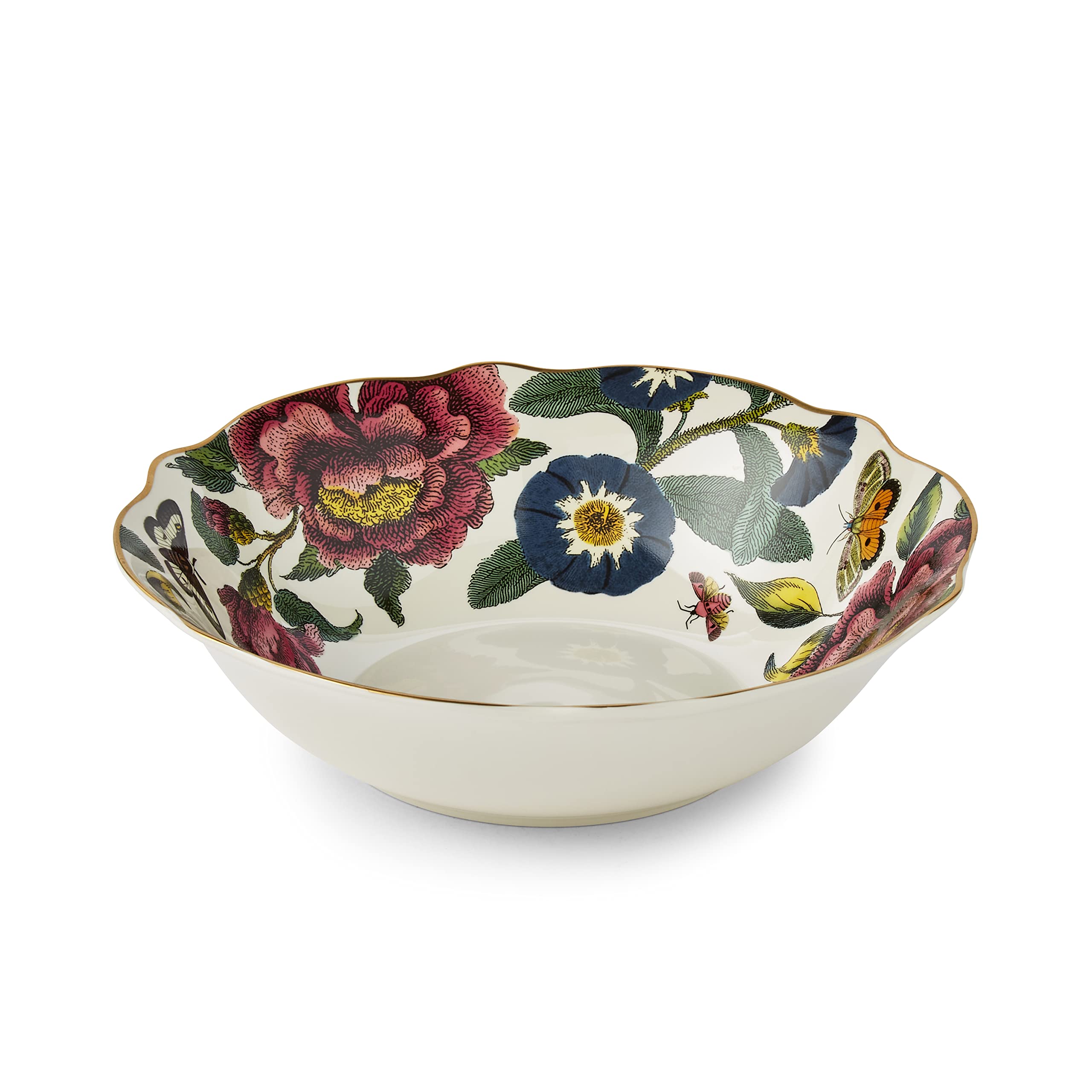 Spode Creatures of Curiosity Serving Bowl 23.5cm - White Fine China with 22ct Gold
