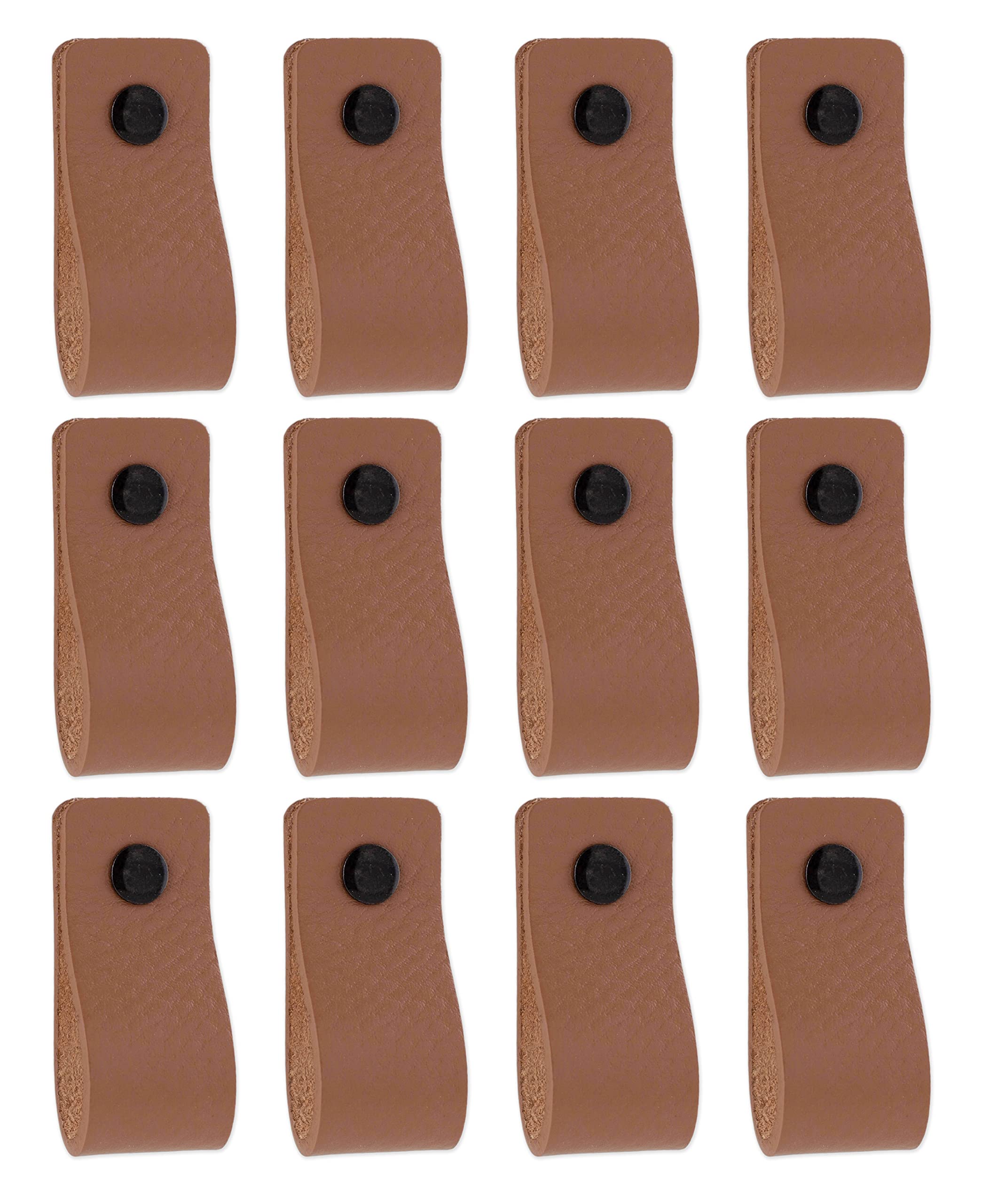 Brute Strength – Skórzane uchwyty meblowe – 12,5 x 2,5 cm – Taupe – 24 szt. | Uchwyty do szafek, szuflad i komód z pełnoziarnistej skóry; do kuchni, łazienki i mebli drewnianych