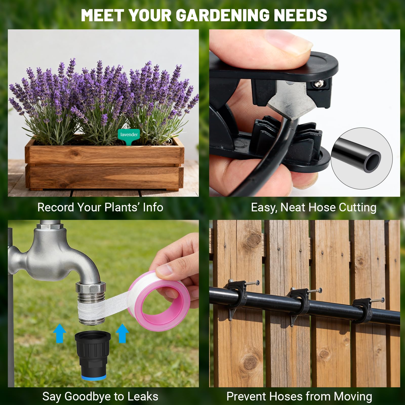 Kit di irrigazione a goccia da 60 m con connettori push-fit, sistema di irrigazione automatico da giardino fai da te, design a risparmio idrico aggiornato 2026 con 3 ugelli regolabili per cortile
