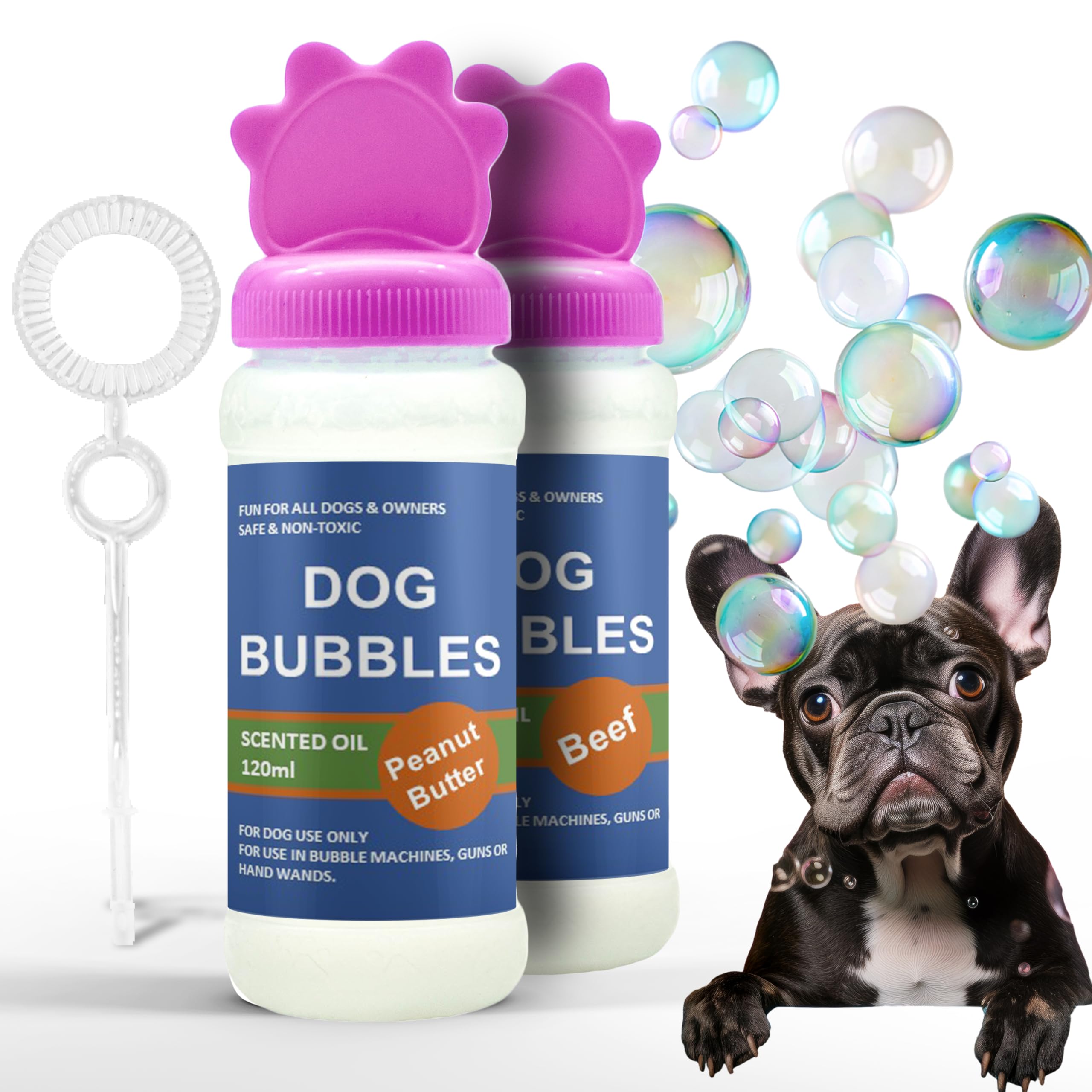 Petopedia 2x Dog Bubbles, PEANUT BUTTER and BEEF Scented