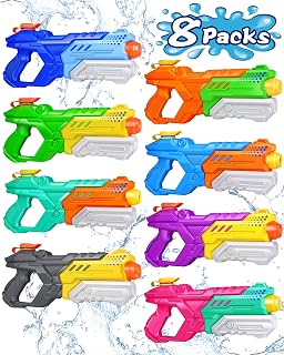 Quanquer 8-Pack 600cc Pump Action Water Guns for Kids & Adults - Long Range Squirt Blasters for Pool Parties & Beach Fun