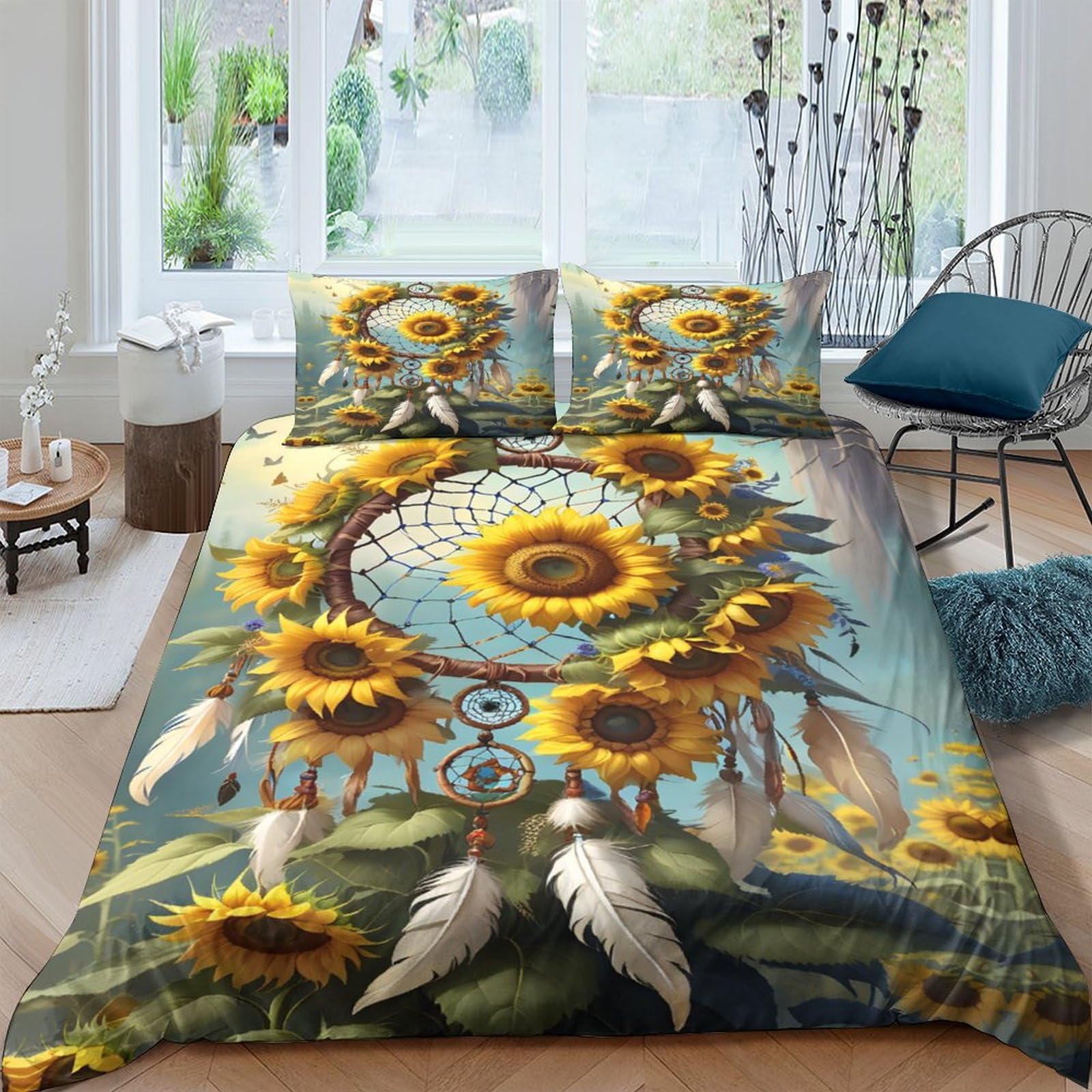 Attrape-rêves housse couette 200x200cm bohème en microfibre légère avec ses taies