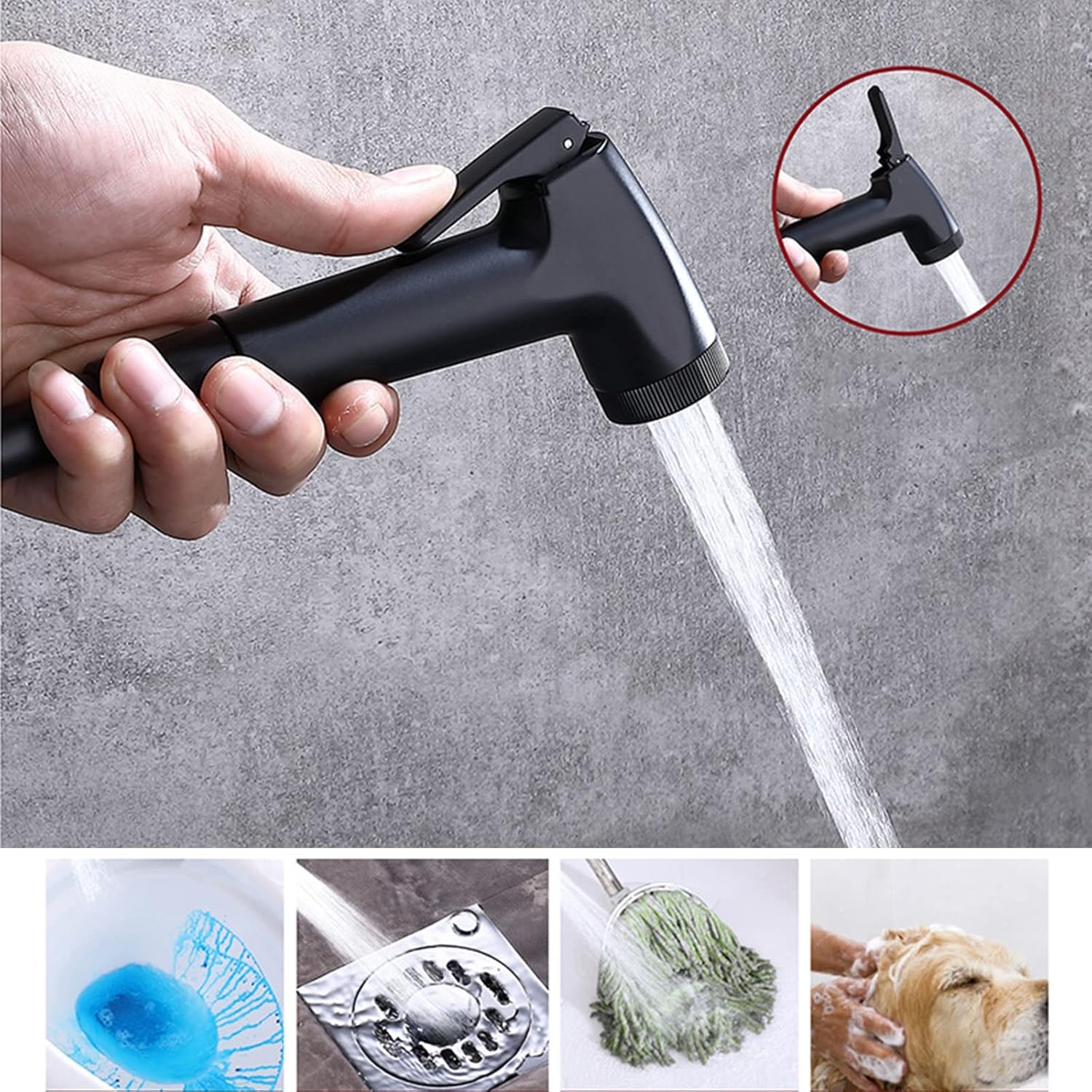 Matte Black Exposed Shower System,Bathroom Shower Fixture with Brass Valve,Wall Mounted Shower Faucet Set with Height Adjustable Rain Shower Head,Hand Shower,Bidet Sprayer