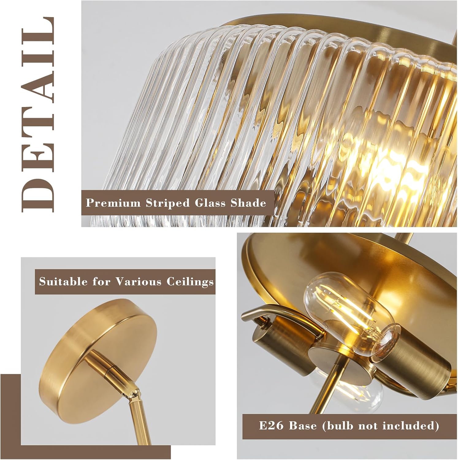 Glass Drum Gold Chandelier, Modern Pendant Light Fixtures with Clear Round Glass Shade, Drum Chandeliers for Dining Room, Kitchen Island, Foyer, Entryway, 11.41" 2-Light