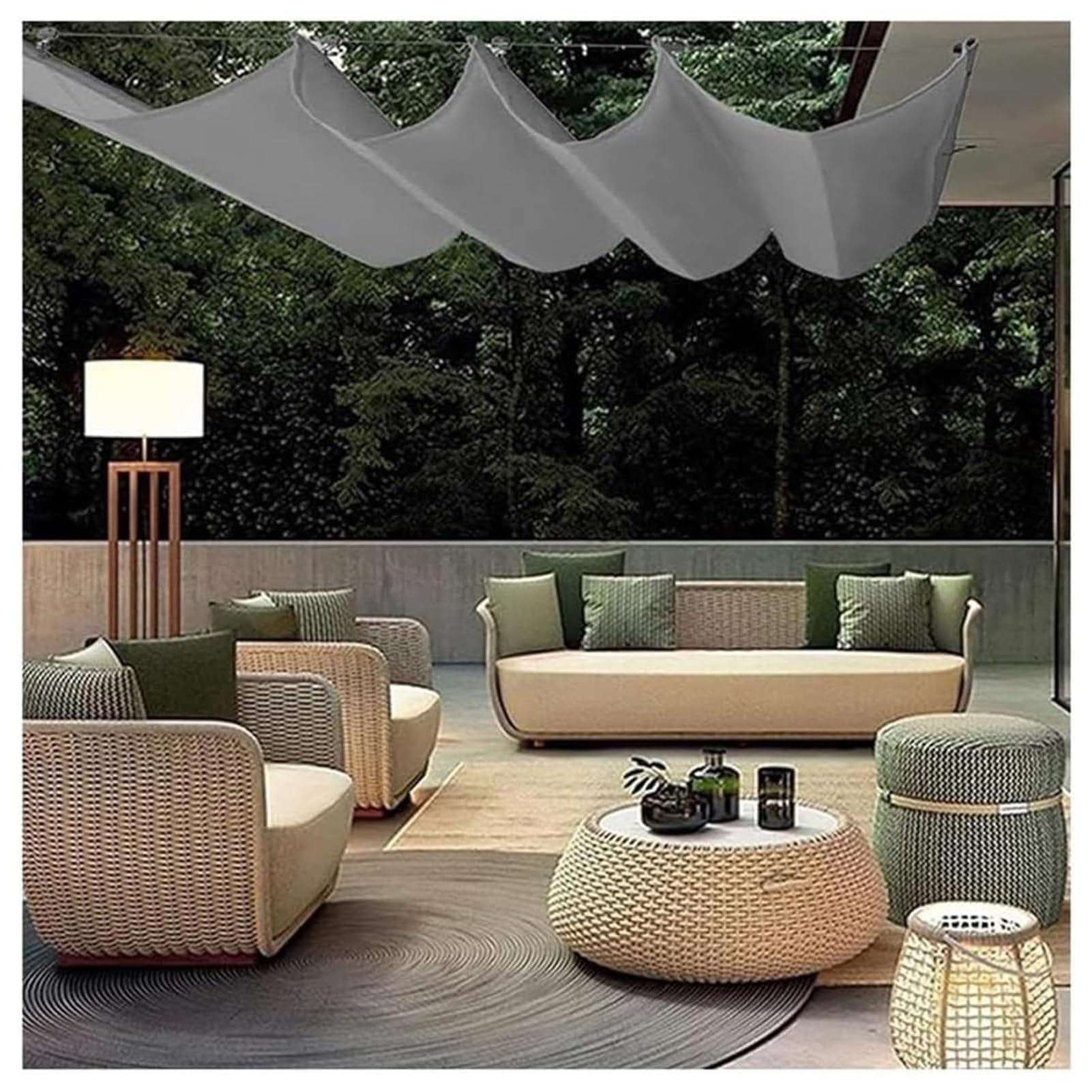 Vela Ombreggiante a Onda Retrattile Impermeabile Tenda da Sole per Esterno Antivento per Serre Terrazze Giardino Balcone