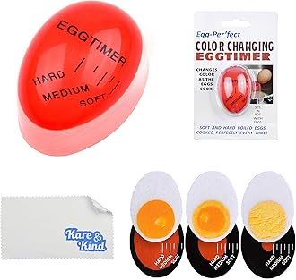Egg Timer 2X Pack - Color Changing Indicator - Soft, Medium and Hard Boiled Eggs - Safe Durable Kitchen Tool - Gift and Home Use