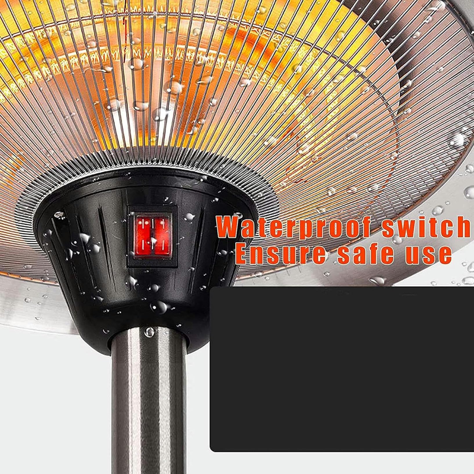 Riscaldatore Elettrico Per Patio, Riscaldatore Radiante A Tubo Alogeno Da 1500 W Con 3 Impostazioni Di Calore, Riscaldatore A Infrarossi Per Esterni Con Design Impermeabile E Montato A Soffitto