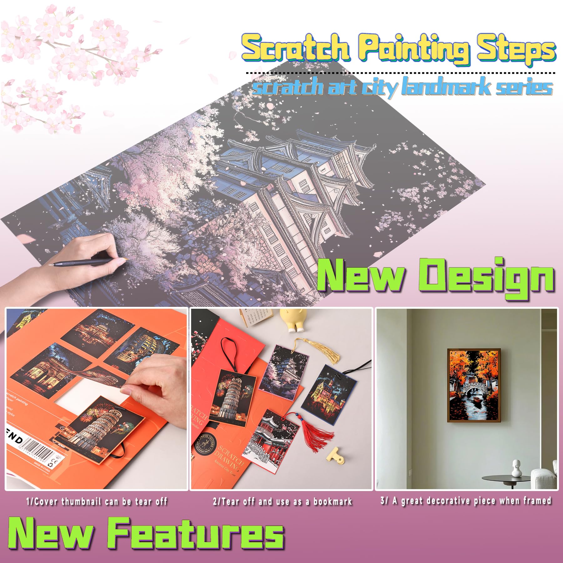 Scratch Art for Adults&Teens-Laser Scratch Painting Craft Kit (8 Sheets 16x11 in), Asian Series - Image 4