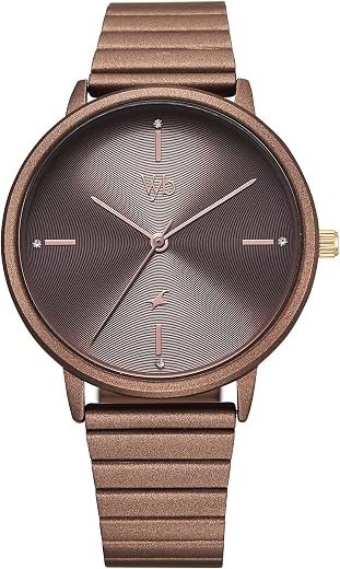 Fastrack Vyb Bliss Quartz Analog Brown Dial Metal Strap Watch for Women