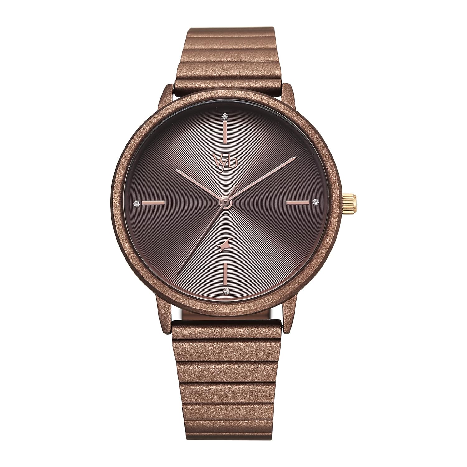 Fastrack Vyb Bliss Quartz Analog Brown Dial Metal Strap Watch for Women