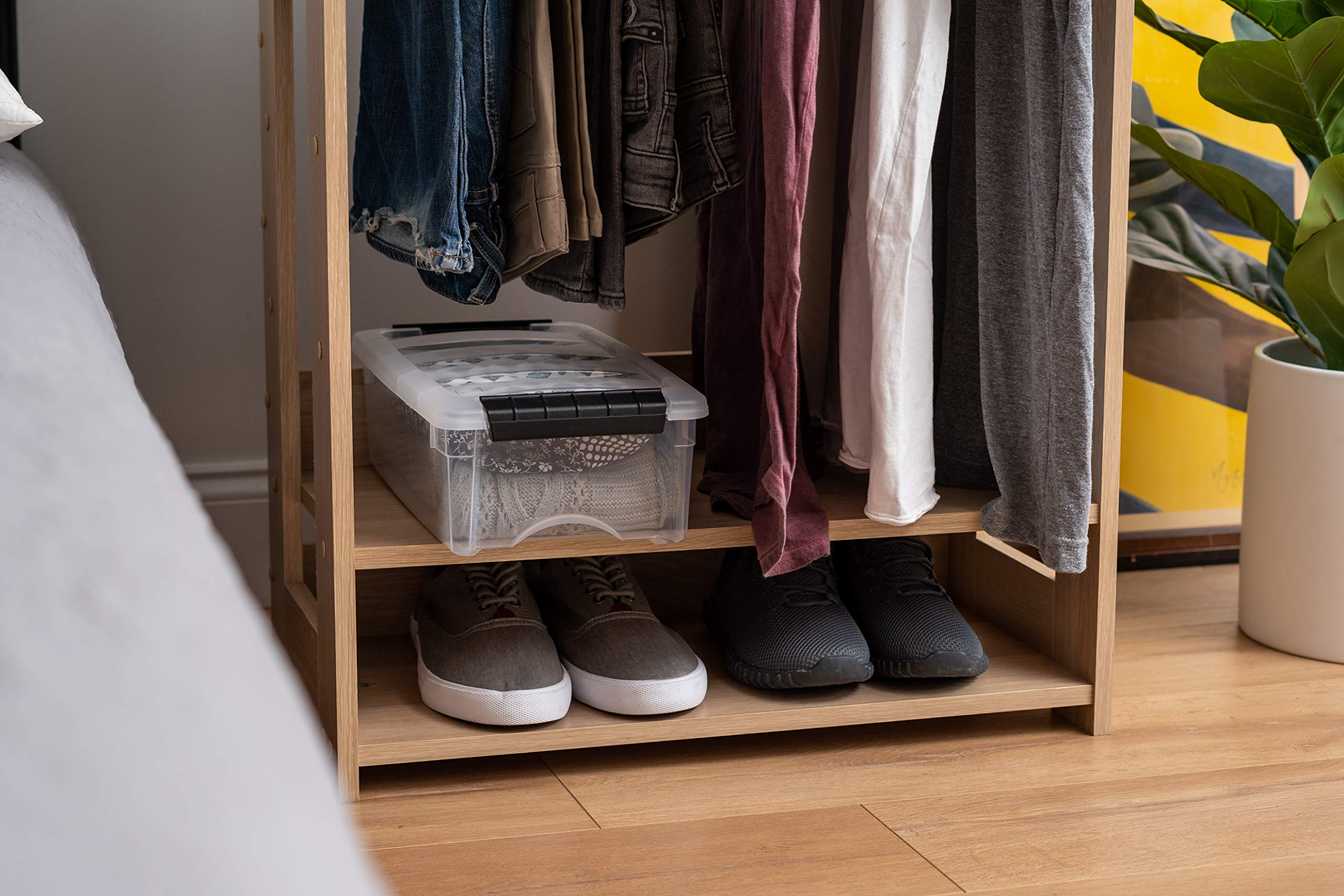 IRIS USA Small Open Wood Clothing Rack for Small Spaces, Clothes Rack