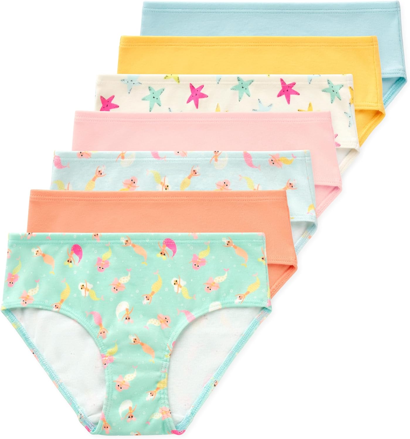 Lucky & Me Gracie Girls Briefs, 100% Organic Cotton Underwear, 7 Pack