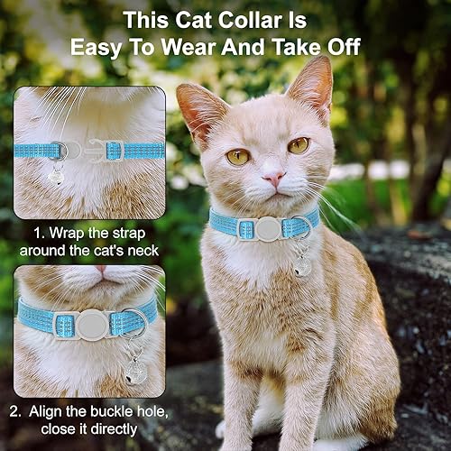 5 Pack Kitten Collar Breakaway with Bell Reflective Cat Collar Adjustable Pet Kitten Collars Cute Safety Buckle Cat Collars Pet Supplies Stuff Accessories for Girl Male Cats Puppies Small Dogs