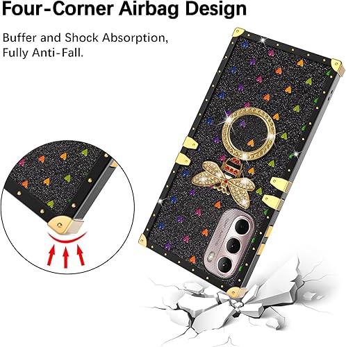 Miniatura 9 de nancheng Funda cuadrada para Motorola Moto G Stylus 4G 2022 con anillo para niñas y mujeres, con correa de soporte, diseño de flores de mandala,