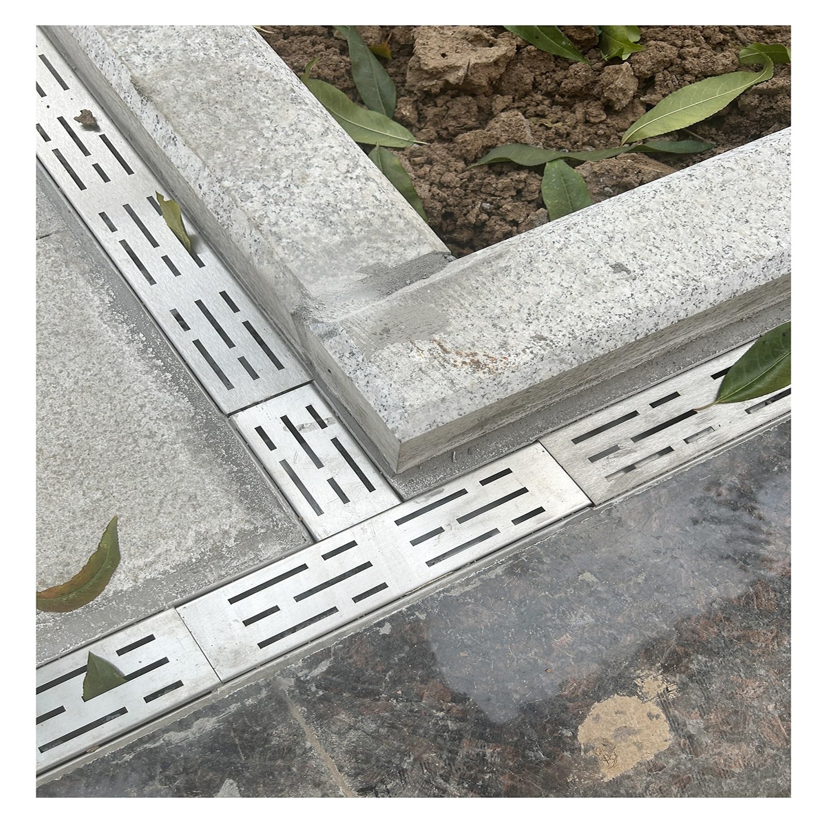 GLDYTVF 304 Stainless Steel Outdoor Drainage Grate Linear Drain Filter for Garden & Terrace Narrow Drain Cover 8x5cm (3.15x1.96in) Durable & Rust-Resistant