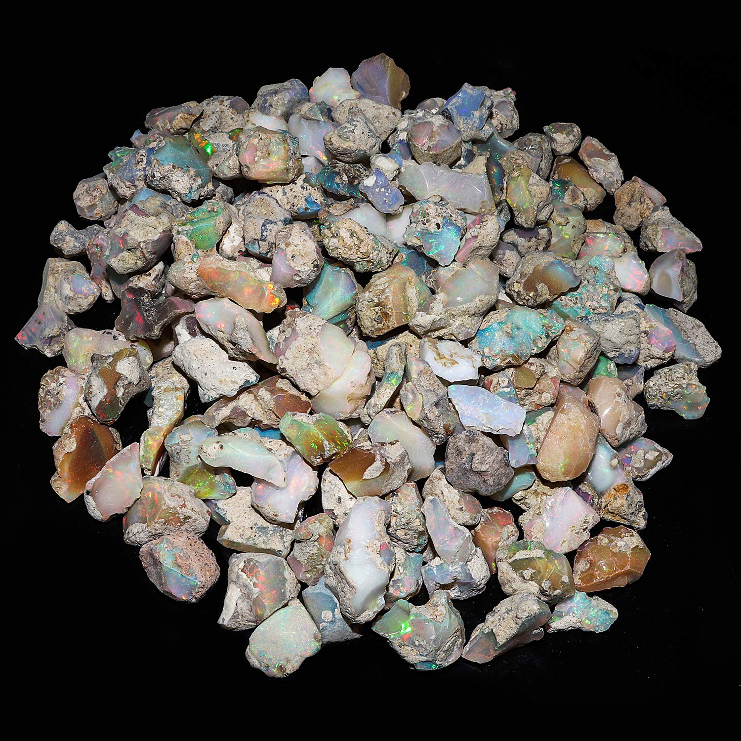 Jaguar Gems A Natural Raw Ethiopian Opal Stone, Rough Opal Crystals, Jewelry Making Crystals, Ultra Fire Striking Opal, Good Luck Stone, Wire Wrapping, Healing Crystals (20pcs)