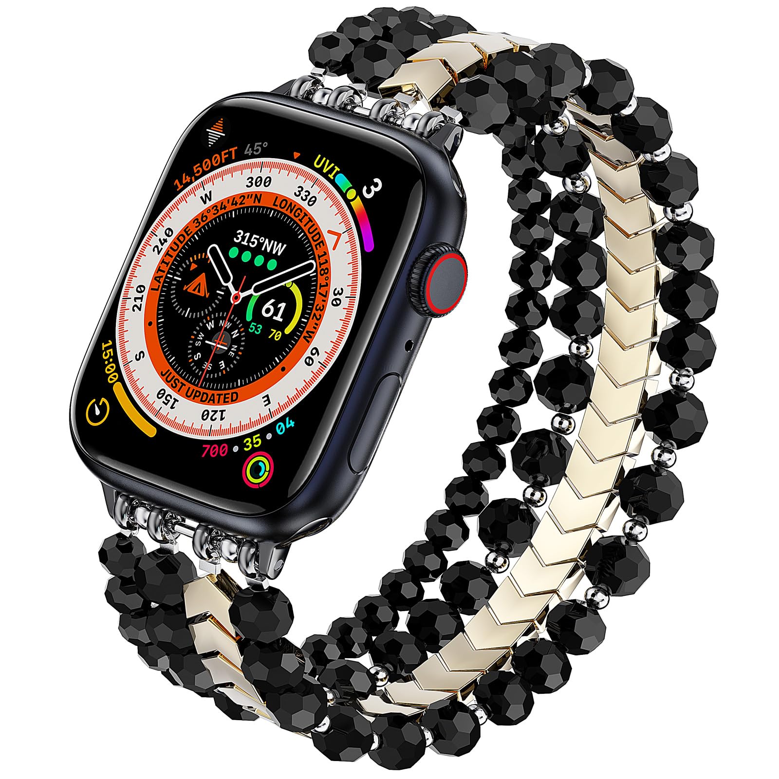 MOFREE Beaded Bracelet Compatible with Apple Watch Band 38mm/40mm/41mm/42mm, Fashion Elastic Stretch Women Bands for iWatch Series 11/10/9/8/7/SE/6/5/
