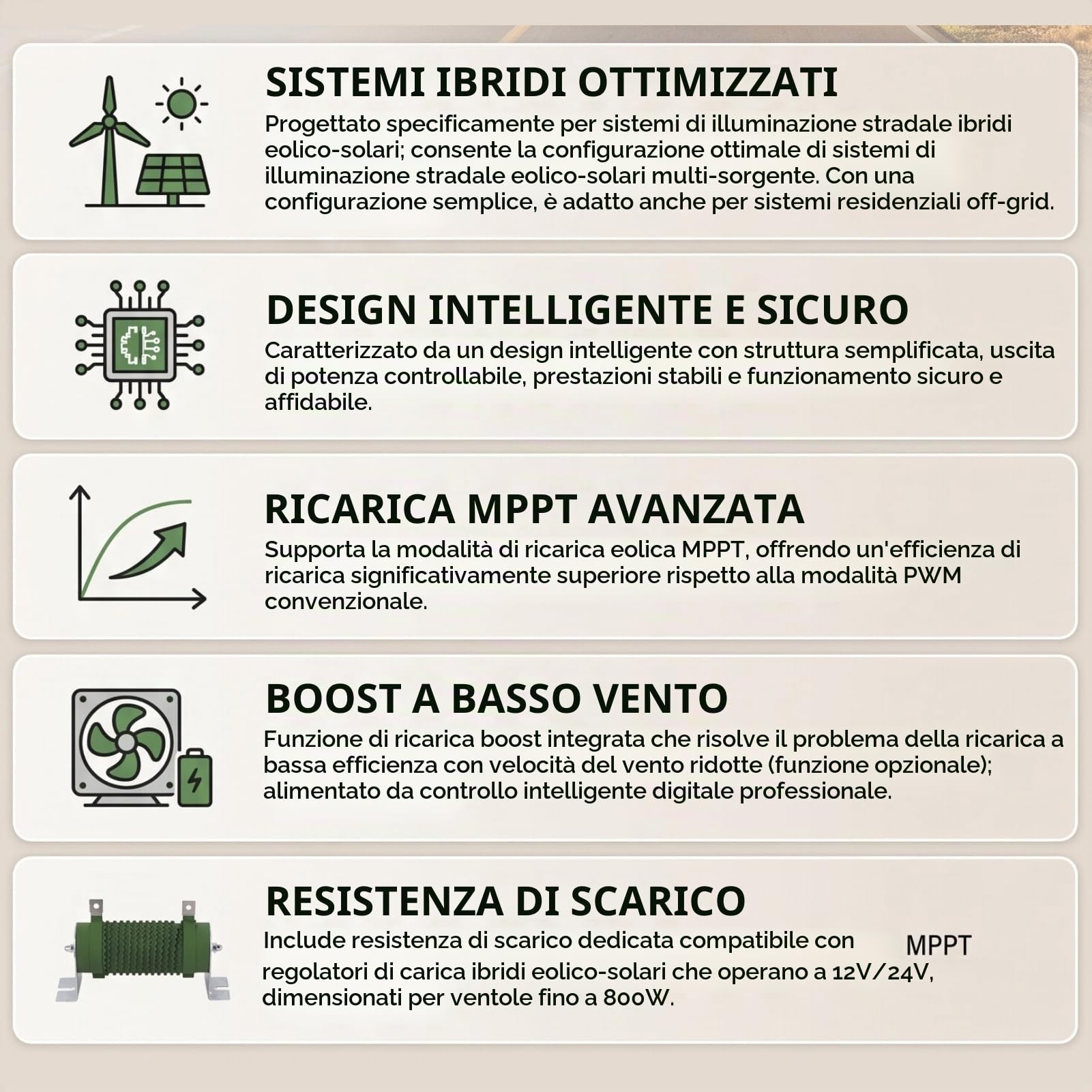 Resistore di Carico di Scarico MPPT Regolatore di Carica Ibrido Solare Eolico Regolatore di Carico di Scarico per Ventola Superiore 12/24 V 800 W