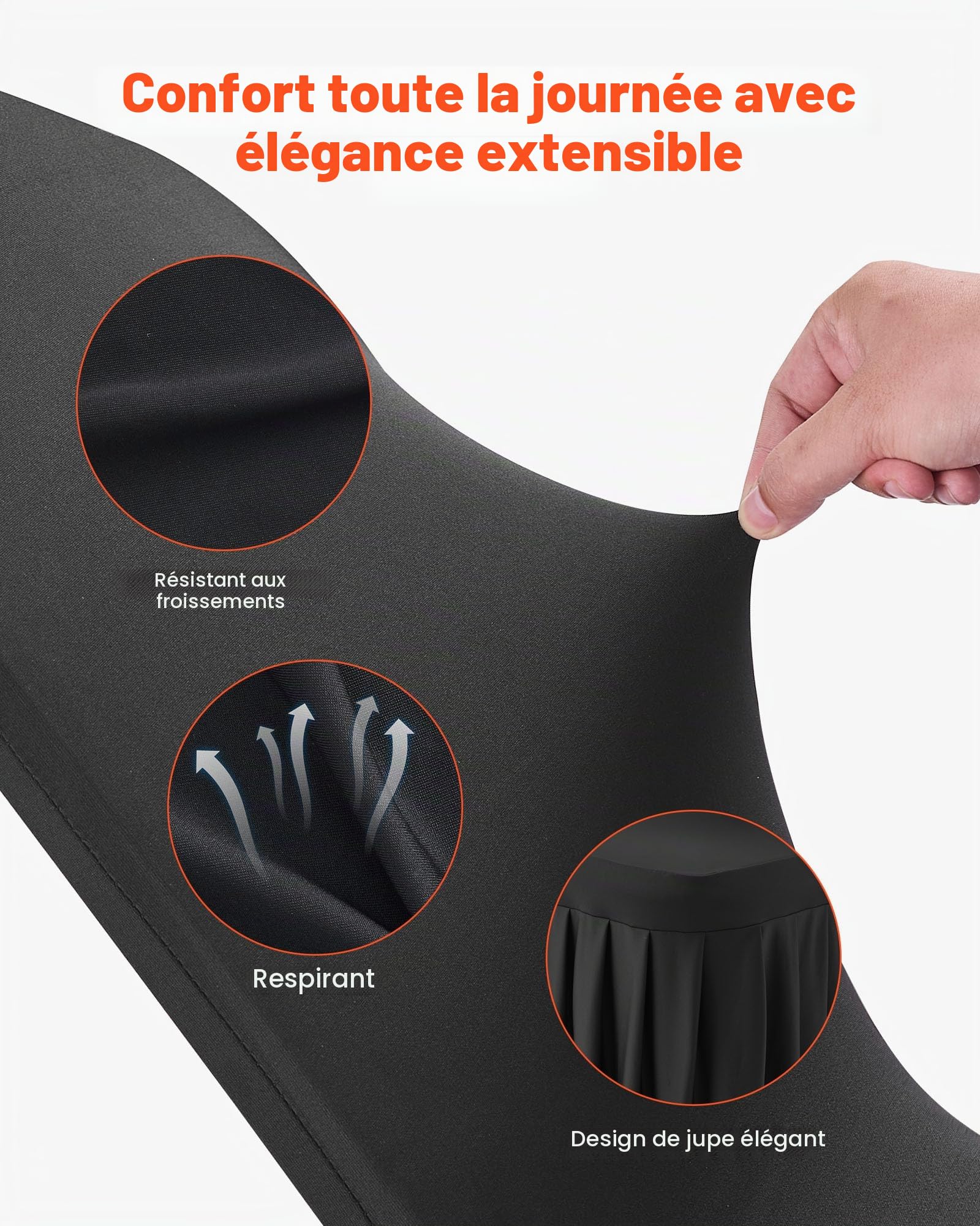 VEVOR Housse de Chaise Extensible 30PCs Noires, Couverture Protecteur de Chaise en Polyester et Élasthanne, pour Mariage, Salle à Manger et Banquet, Convient aux Sièges Jusqu'à 51 x 45 x 95 cm