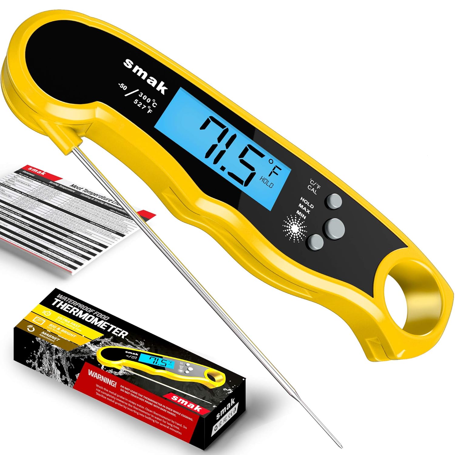 Smak Instant Read Meat Thermometer Waterproof Kitchen